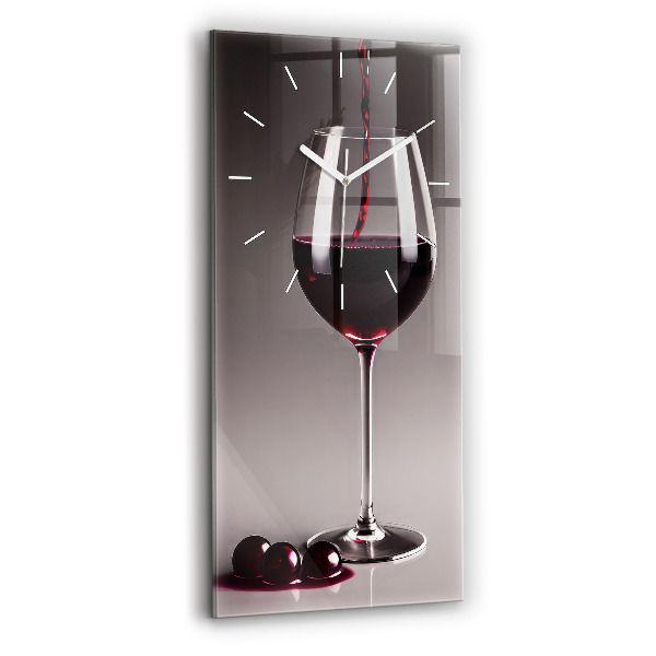 Ceas din sticlă dreptunghiular vertical decorativ Un pahar de vin roșu