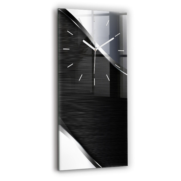 Ceas vertical de perete din sticlă decorativ Linii negre și argintii