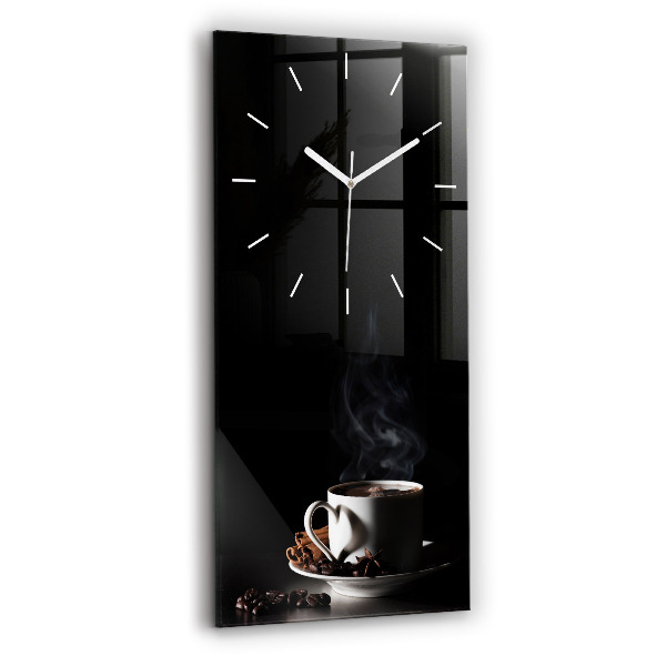 Ceas din sticlă dreptunghiular vertical decorativ O ceașcă de cafea