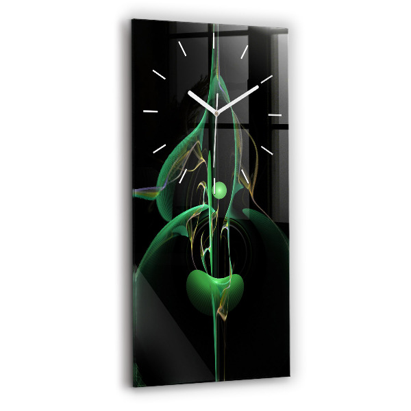 Ceas din sticlă dreptunghiular vertical decorativ Abstracție verde