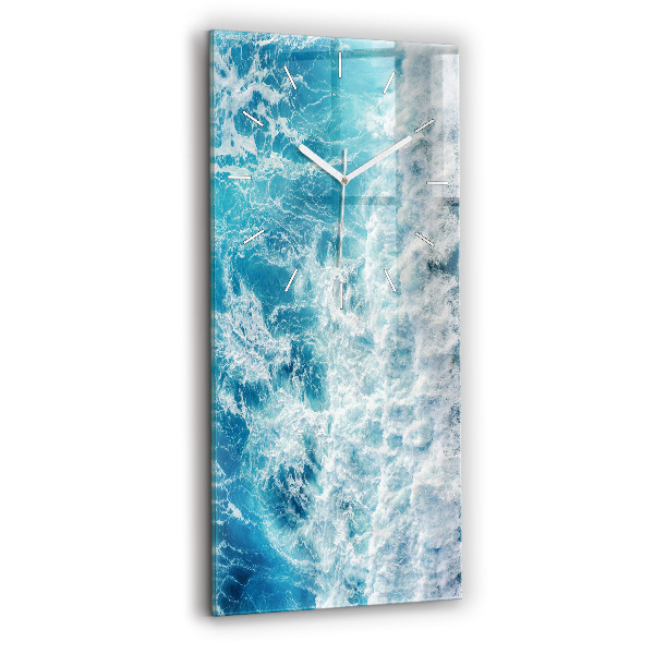 Ceas din sticlă dreptunghiular vertical decorativ Valurile oceanului