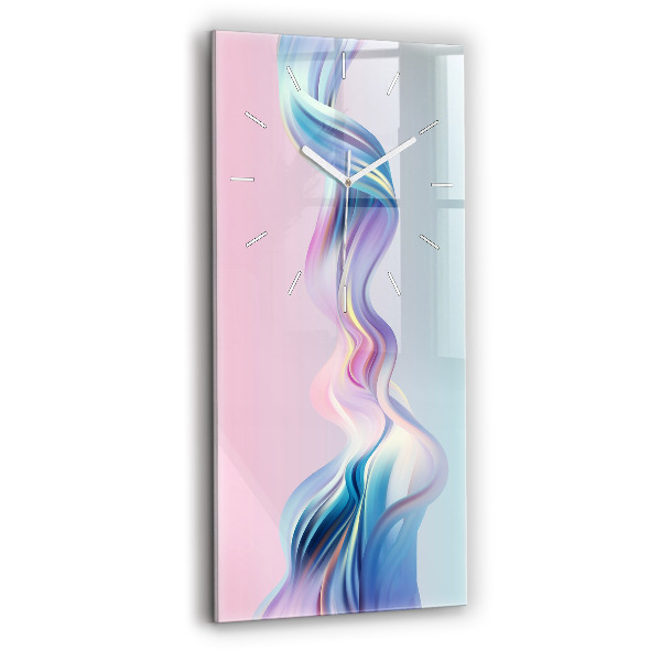 Ceas din sticlă dreptunghiular vertical decorativ Abstractizare a valurilor pastelate