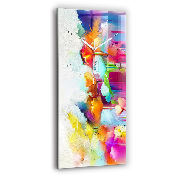 Ceas din sticlă dreptunghiular vertical decorativ Flori abstracte