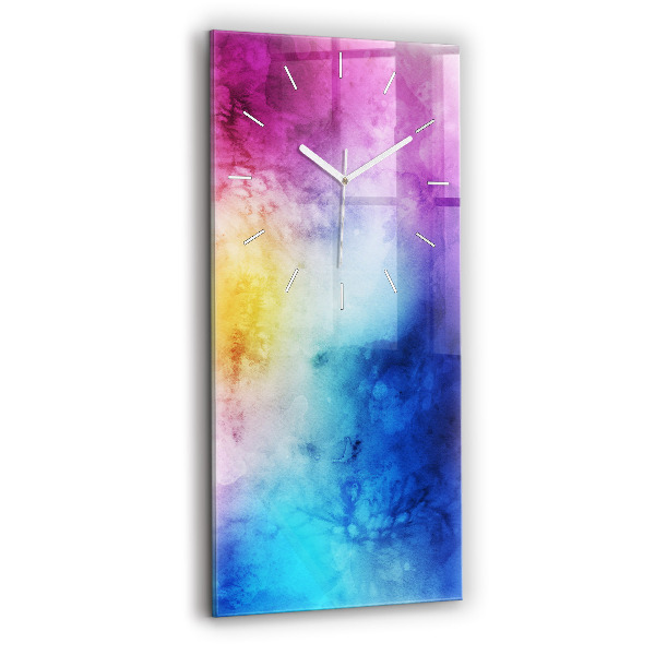 Ceas vertical de perete din sticlă decorativ Pete colorate