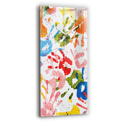 Ceas vertical de perete din sticlă decorativ Amprente de mâini ale copiilor