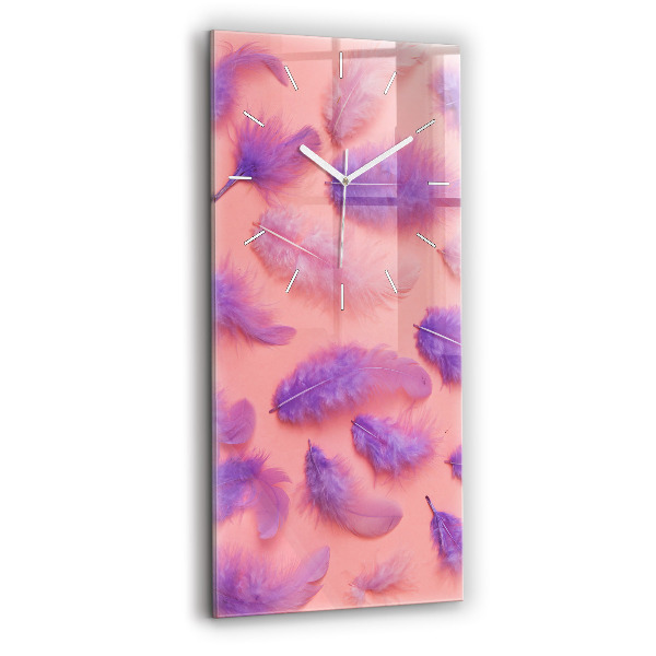 Ceas din sticlă dreptunghiular vertical decorativ Pene colorate