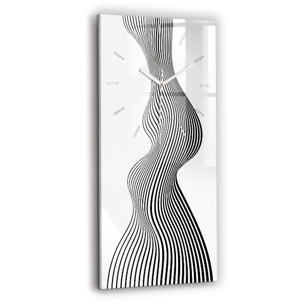 Ceas din sticlă dreptunghiular vertical decorativ Artă alb-negru