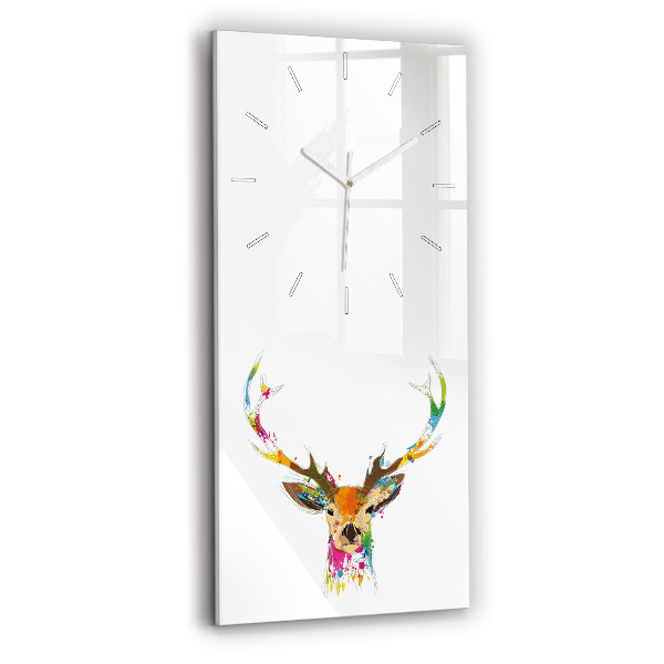 Ceas vertical de perete din sticlă decorativ Cap de cerb colorat
