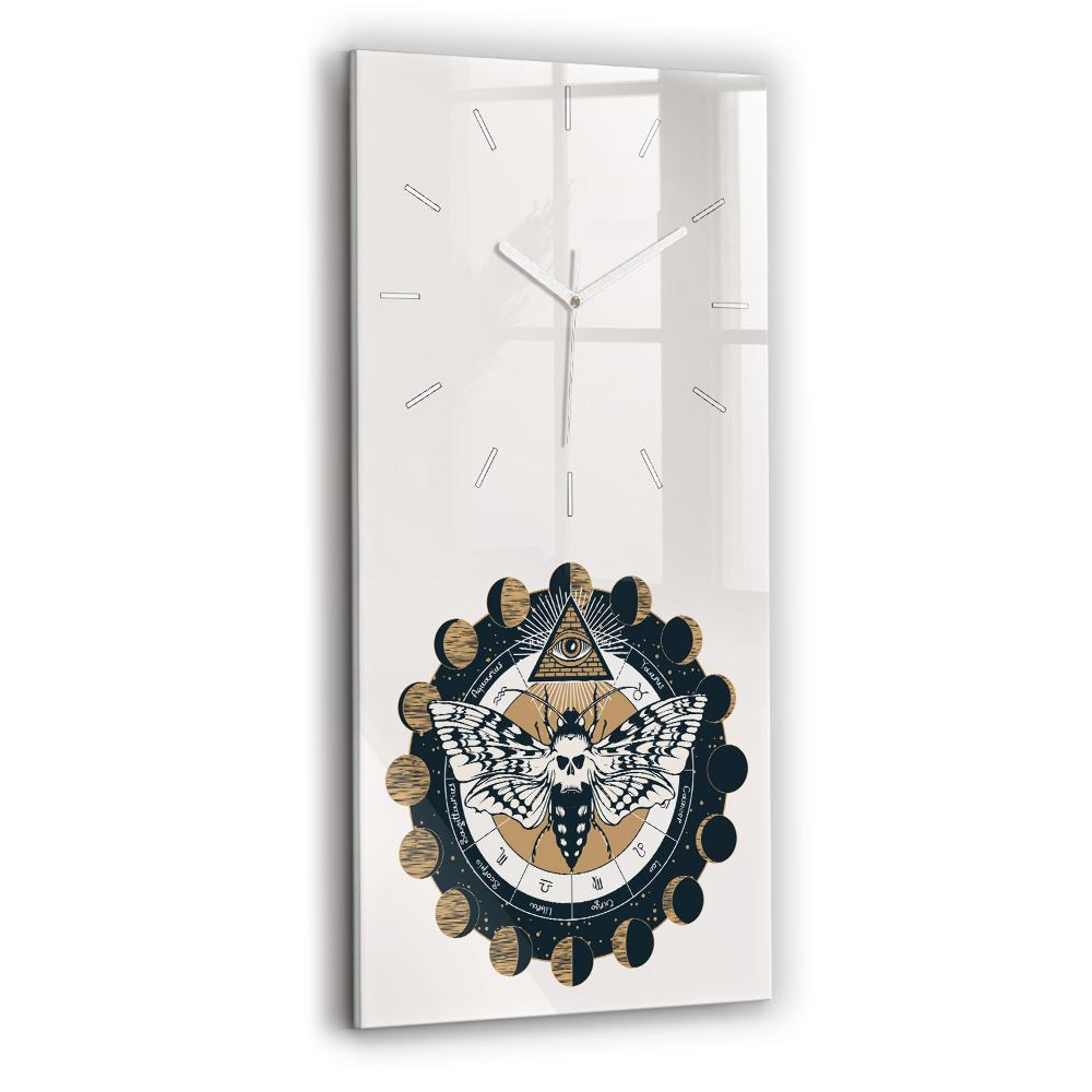 Ceas din sticlă dreptunghiular vertical decorativ Fazele Lunii și Ochiul
