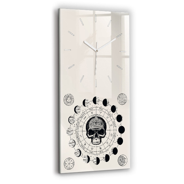 Ceas vertical de perete din sticlă decorativ Fazele lunii