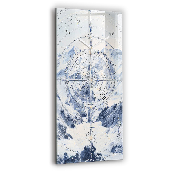 Ceas vertical de perete din sticlă decorativ Desene albastre