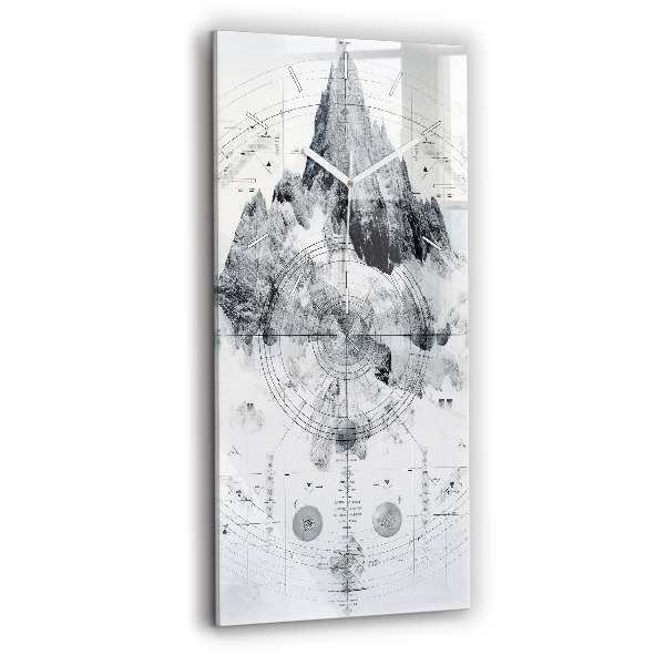 Ceas din sticlă dreptunghiular vertical decorativ Munți de desene animate