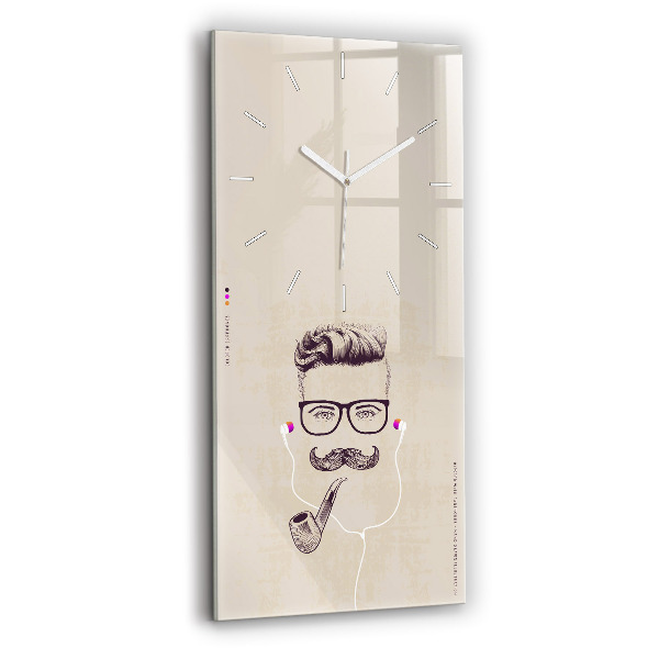 Ceas din sticlă dreptunghiular vertical decorativ Bărbat cu o pipă