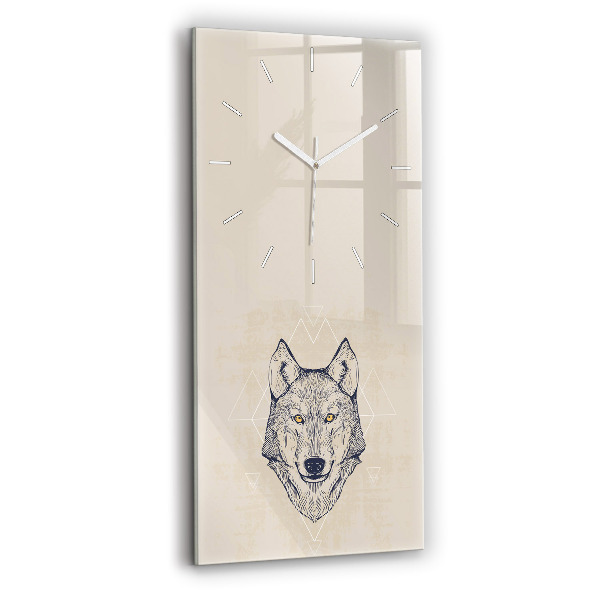 Ceas vertical de perete din sticlă decorativ Cap de lup