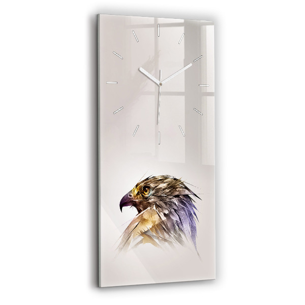 Ceas vertical de perete din sticlă decorativ Pasăre de prădătoare