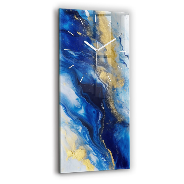 Ceas vertical de perete din sticlă decorativ Marmură albastră