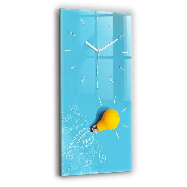 Ceas din sticlă dreptunghiular vertical decorativ Desenul unui bec