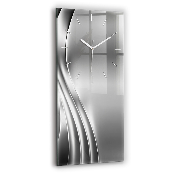 Ceas din sticlă dreptunghiular vertical decorativ Abstracție de argint