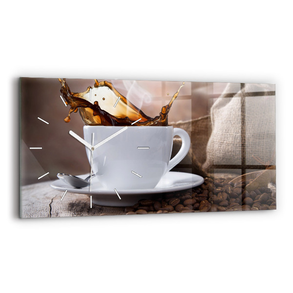 Ceas perete din sticlă orizontale la modă O ceașcă de cafea