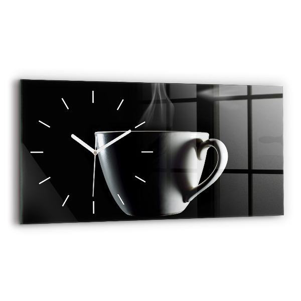 Ceas perete din sticlă orizontale la modă O ceașcă de cafea