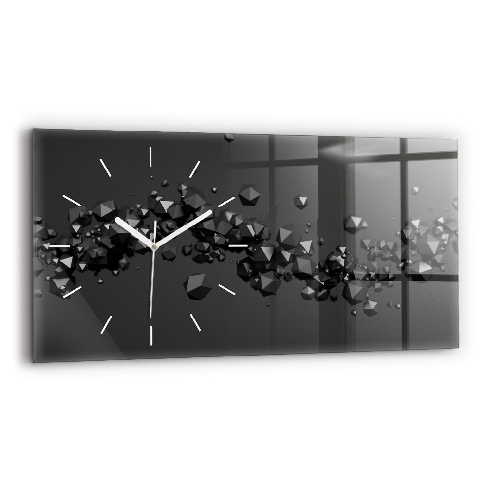 Ceas orizontale de perete din sticlă la modă Abstracție neagră