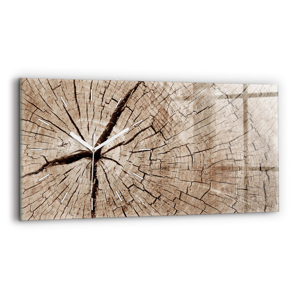 Ceas perete din sticlă orizontale la modă Buturugă veche de lemn