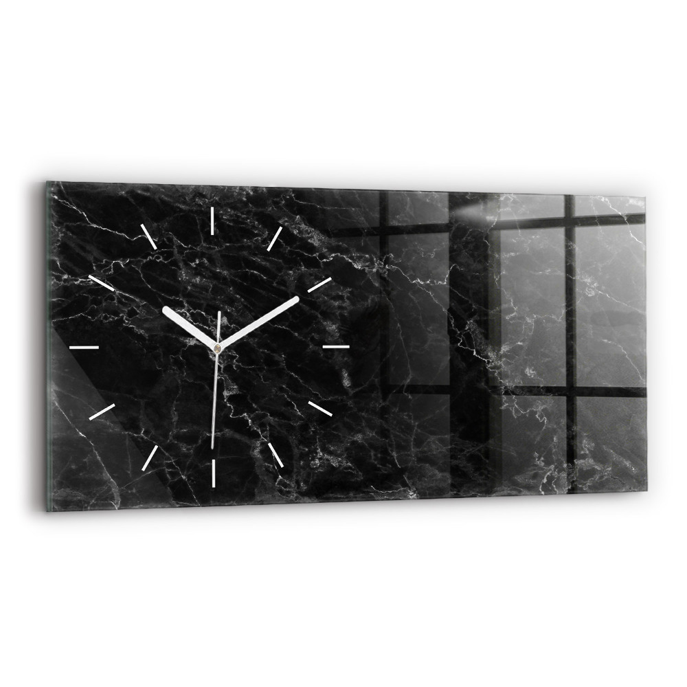 Ceas perete din sticlă orizontale la modă Marmură închisă la culoare