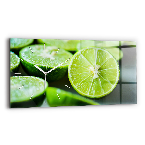 Ceas perete din sticlă orizontale la modă Felii de lime