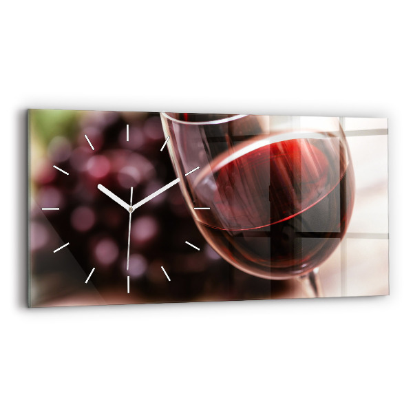 Ceas orizontale de perete din sticlă la modă Un pahar de vin roșu