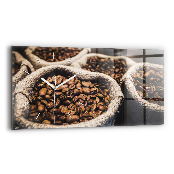 Ceas orizontale de perete din sticlă la modă Pungi de cafea