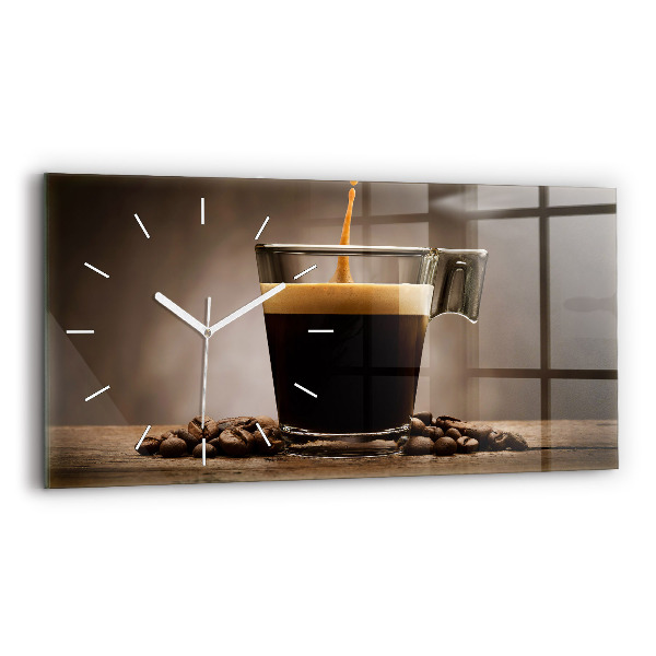 Ceas perete din sticlă orizontale la modă O ceașcă de cafea