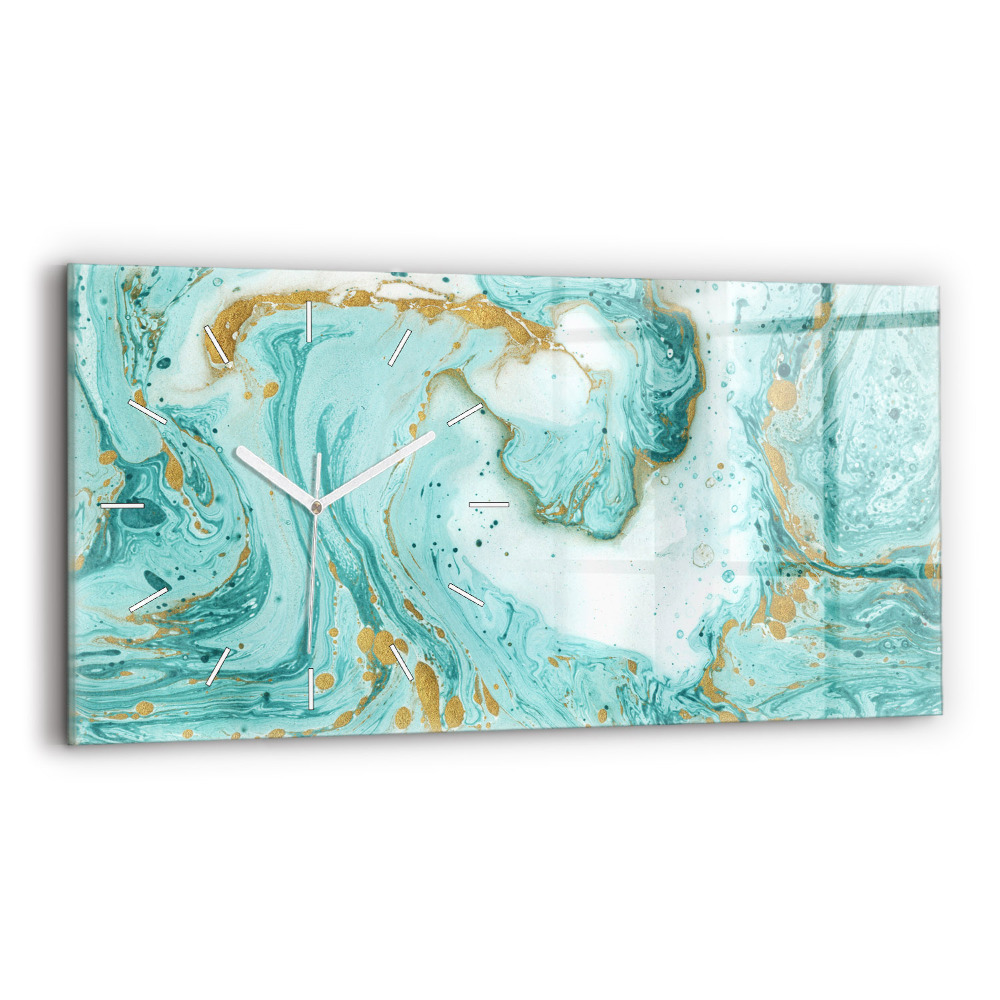Ceas orizontale de perete din sticlă la modă Textură de marmură