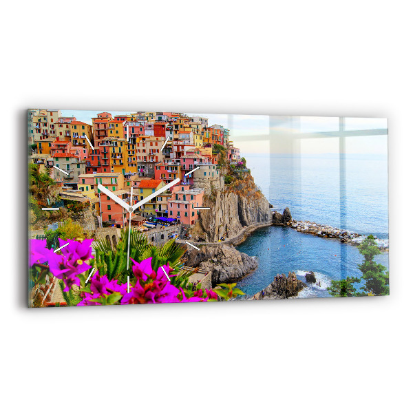 Ceas orizontale de perete din sticlă la modă Coasta Cinque Terre