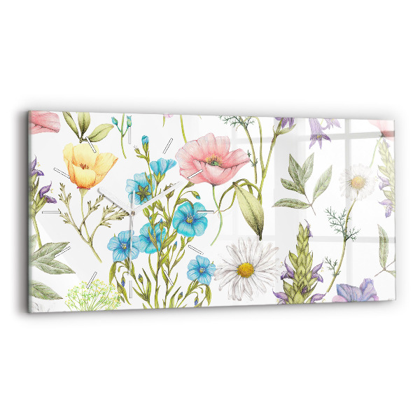 Ceas perete din sticlă orizontale la modă Compoziție florală