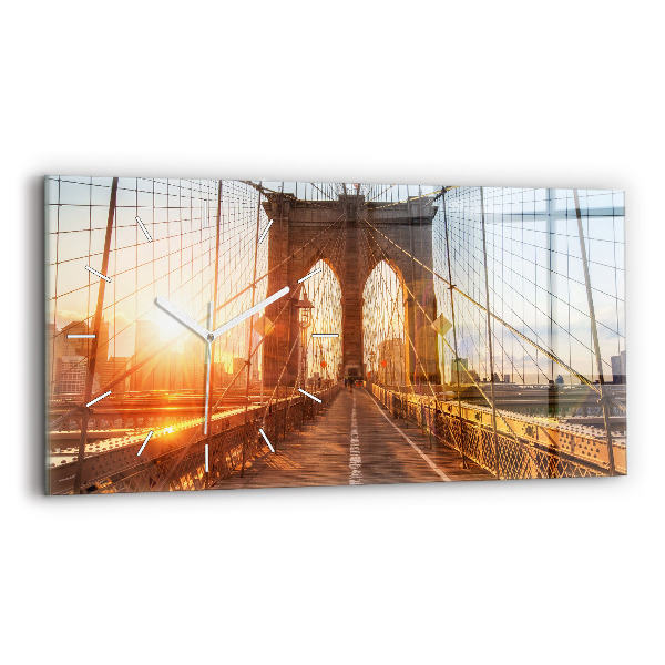 Ceas orizontale de perete din sticlă la modă Podul Brooklyn, New York