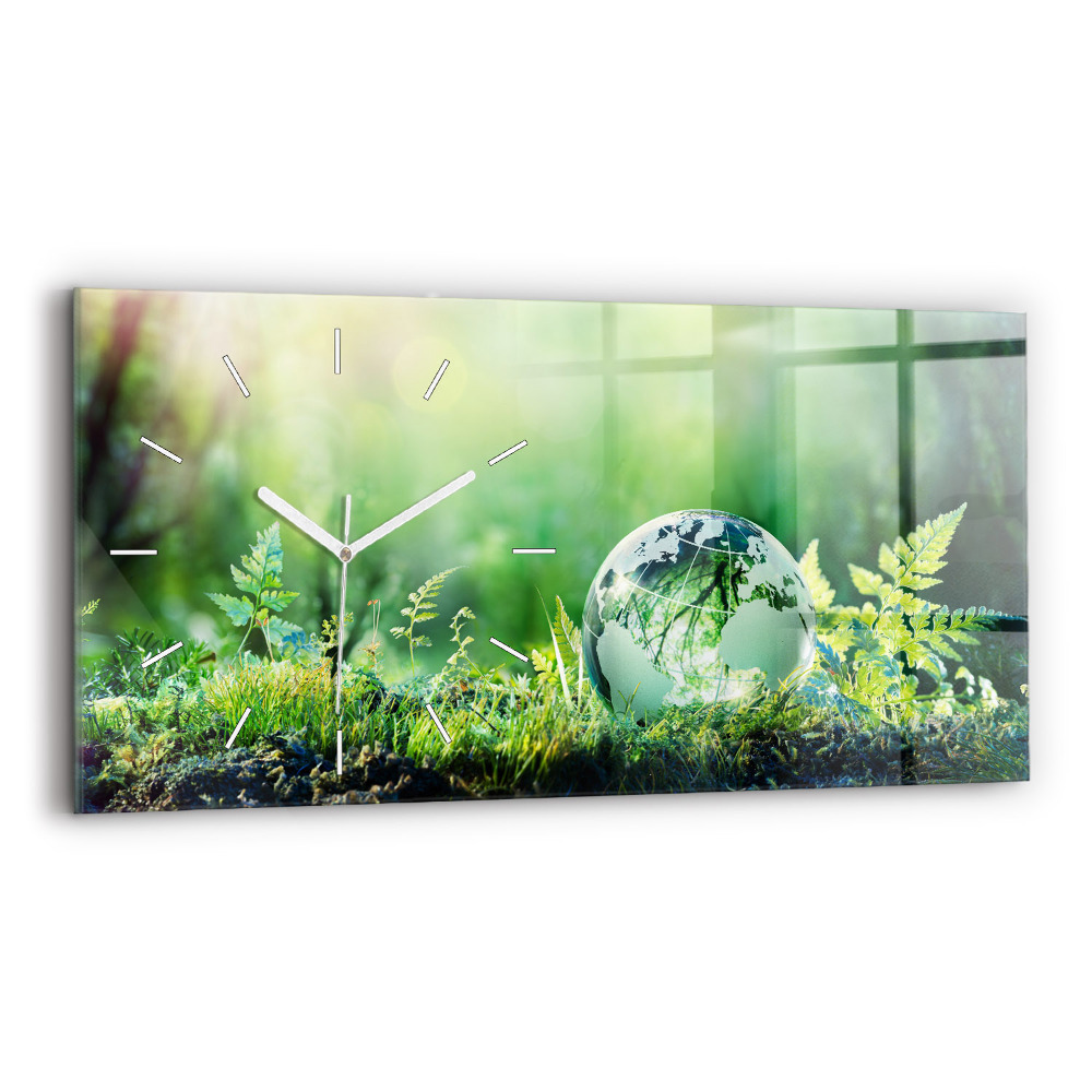 Ceas orizontale de perete din sticlă la modă Glob