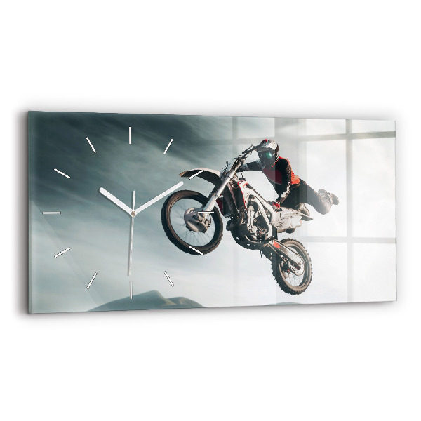 Ceas perete din sticlă orizontale la modă Adrenalină în stil motor