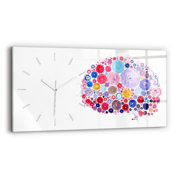 Ceas orizontale de perete din sticlă la modă Ilustrație abstractă colorată