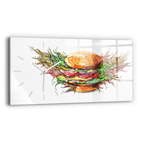 Ceas perete din sticlă orizontale la modă Cheeseburger XXL