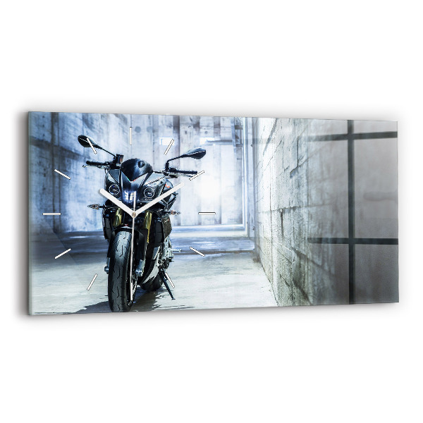 Ceas perete din sticlă orizontale la modă Motocicletă în alee