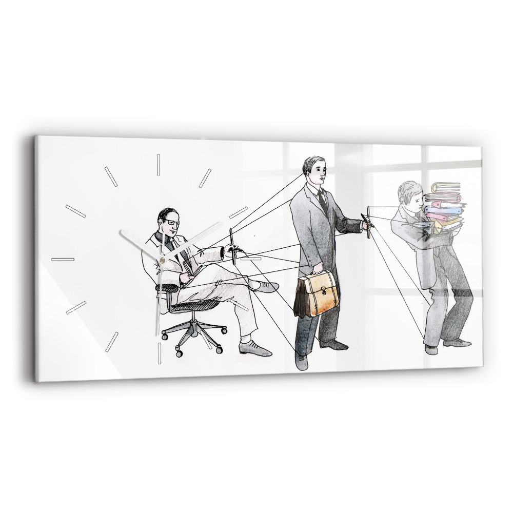 Ceas perete din sticlă orizontale la modă Oamenii păpușăreși