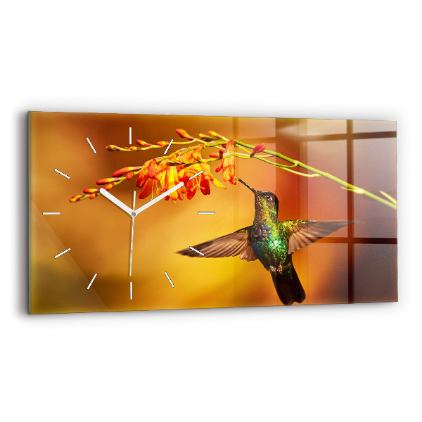 Ceas perete din sticlă orizontale la modă Pasăre Colibri