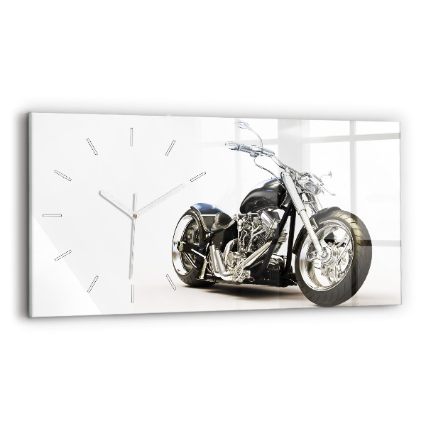 Ceas perete din sticlă orizontale la modă Motocicletă neagră