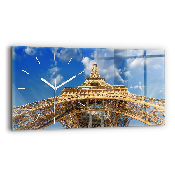 Ceas orizontale de perete din sticlă la modă Turnul Eiffel din Franța