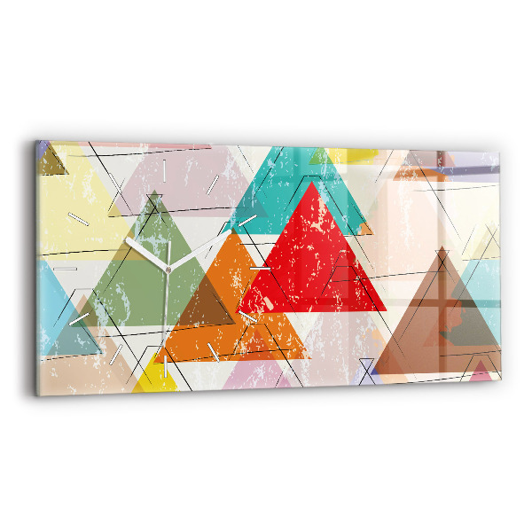 Ceas perete din sticlă orizontale la modă Model geometric cu triunghiuri