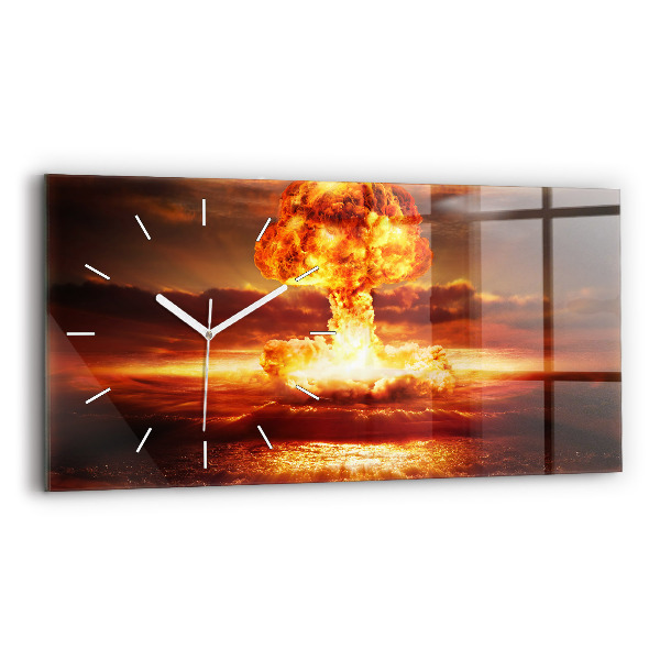 Ceas orizontale de perete din sticlă la modă Explozia bombei atomice