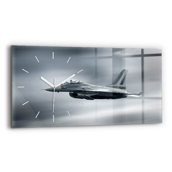 Ceas perete din sticlă orizontale la modă Avioane militare în zbor