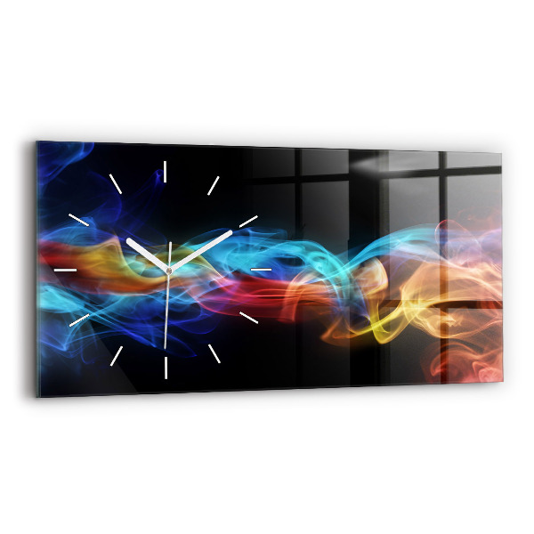 Ceas perete din sticlă orizontale la modă Linii colorate abstracte