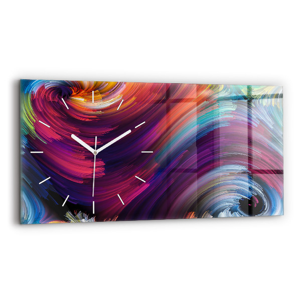 Ceas orizontale de perete din sticlă la modă Sala de abstracție