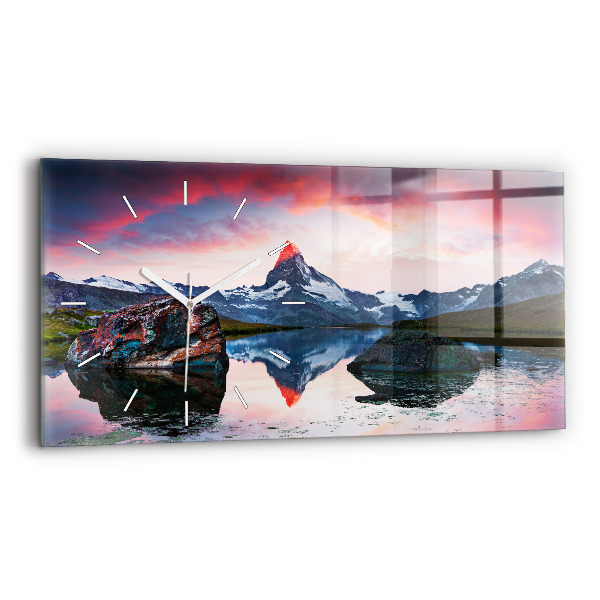 Ceas perete din sticlă orizontale la modă Lacul Stellisee Matterhorn